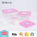 Different capacity square 3 compartment food container with lid